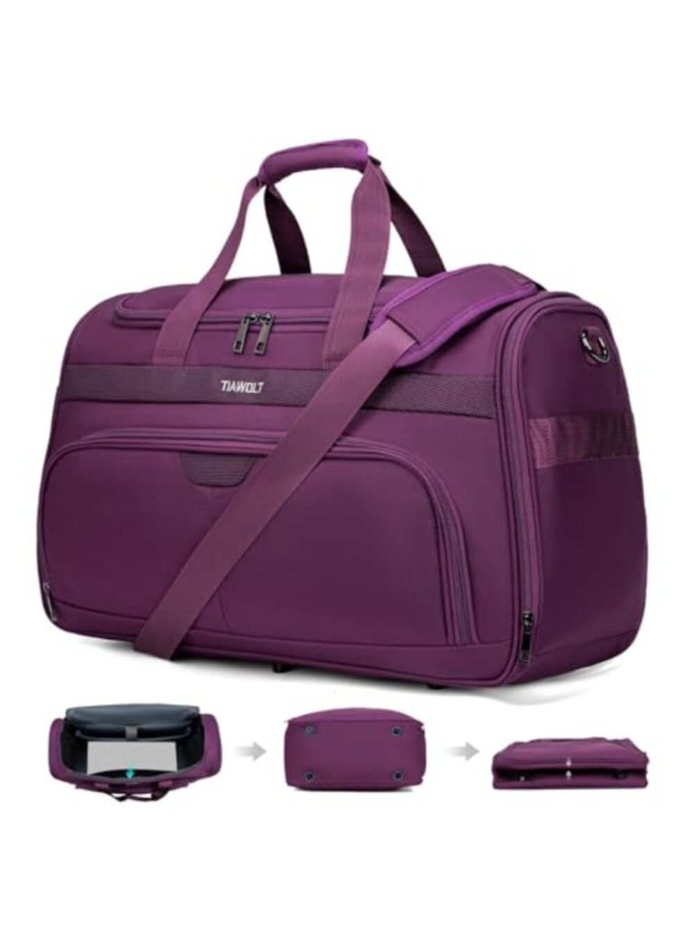 Foldable Carry-On Duffel Bag Lightweight Weekender with Laptop Pocket